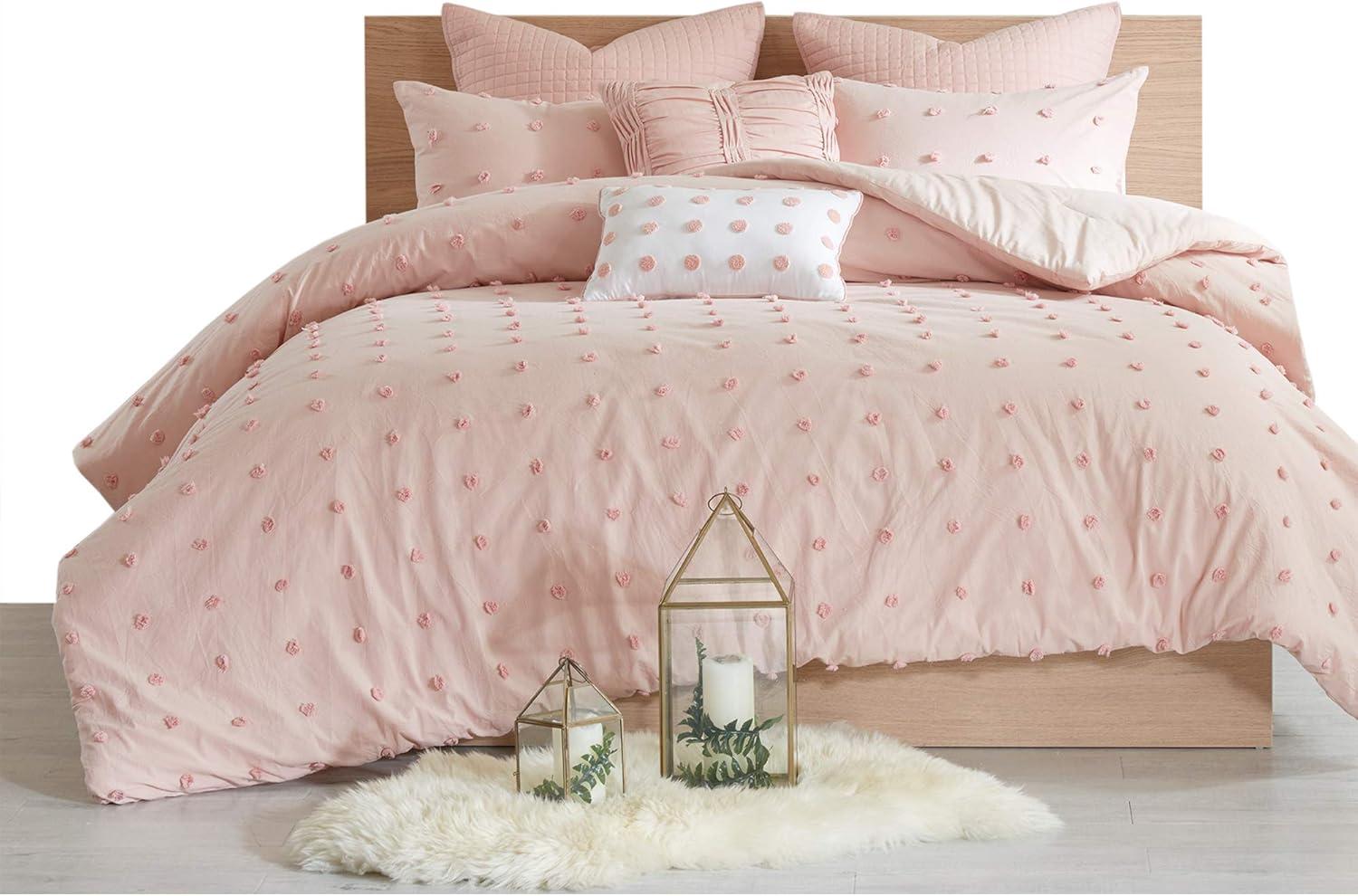 7pc King/California King Kay Cotton Jacquard Comforter Set Pink - Urban Habitat: Hypoallergenic, Quilted Design, OEKO-TEX Certified