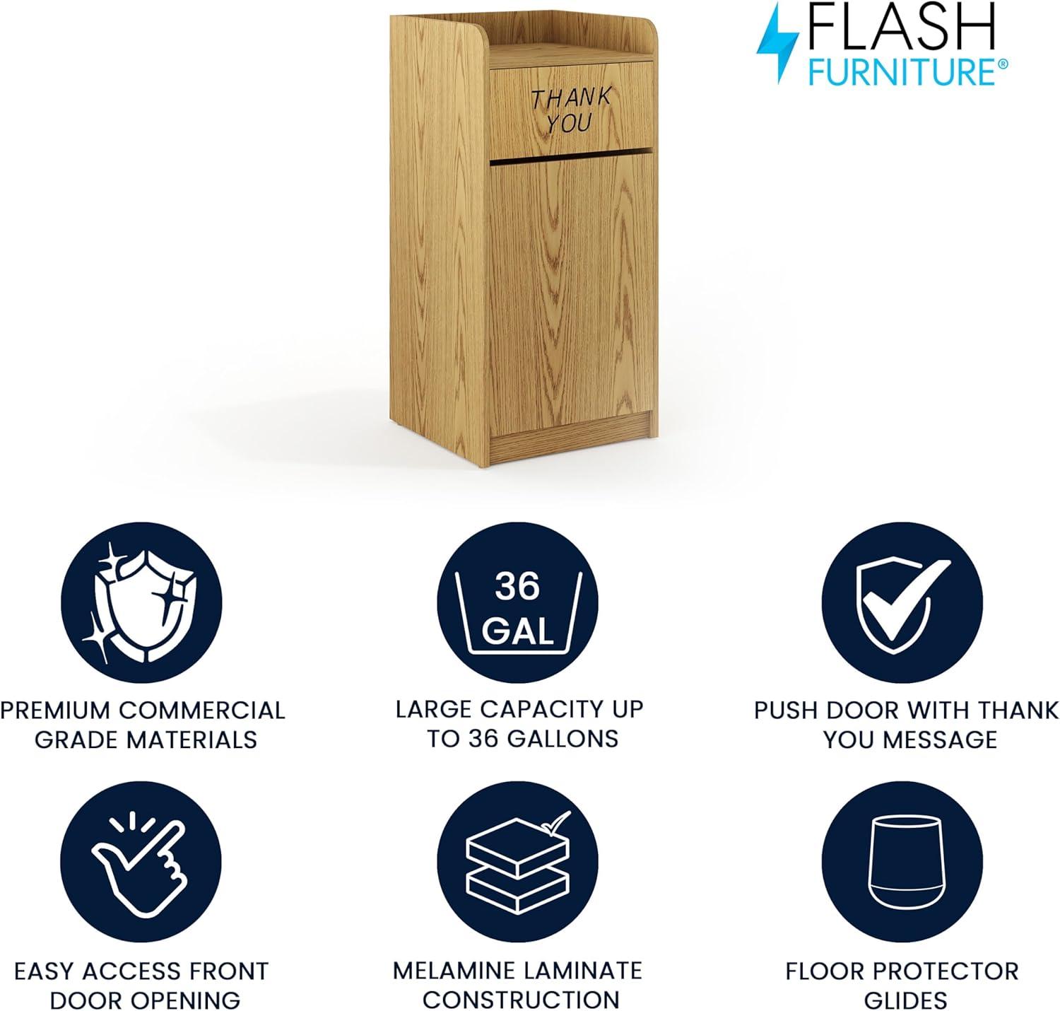 Flash Furniture Wood Tray Top Receptacle