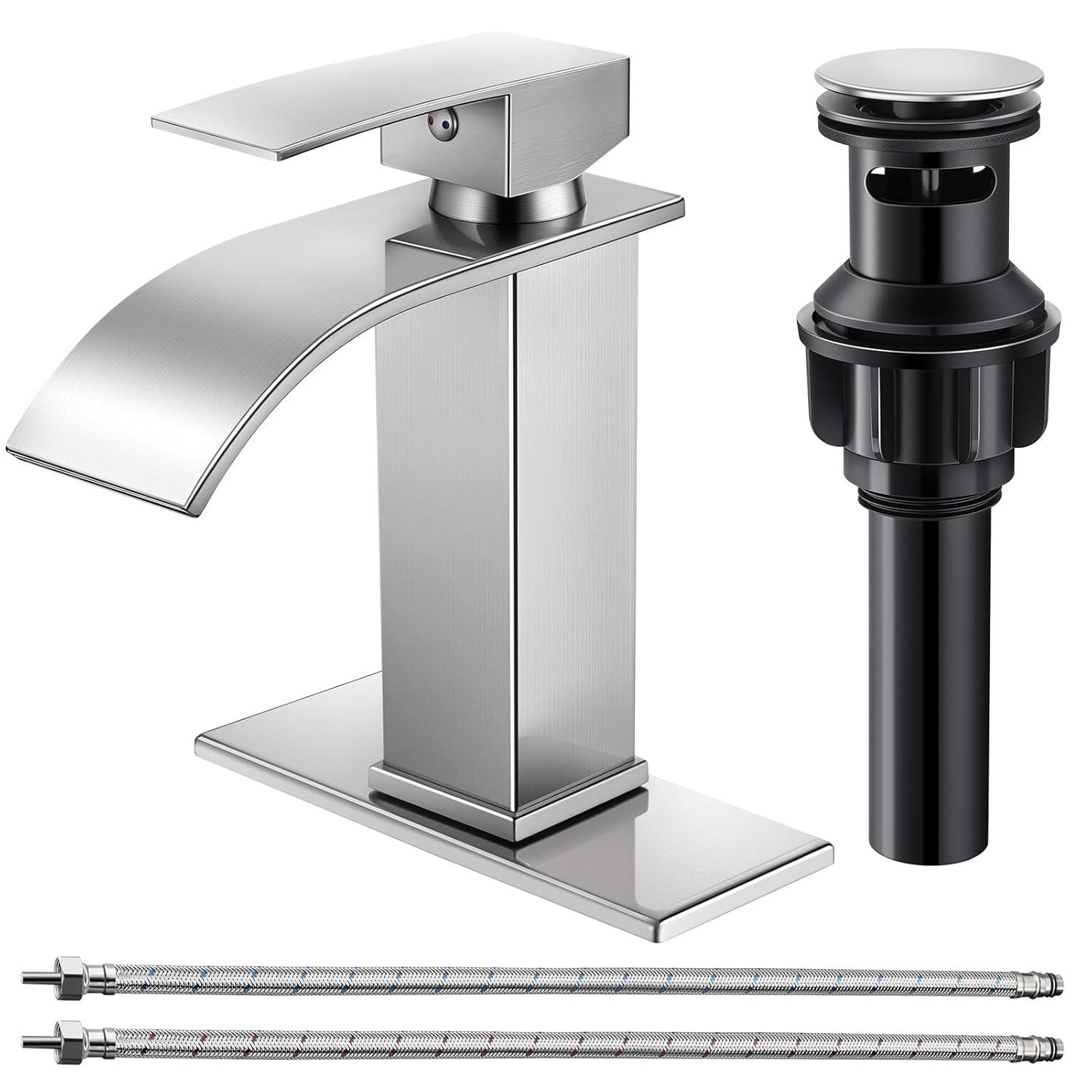 Freestanding Single-handle Bathroom Faucet with Drain Assembly