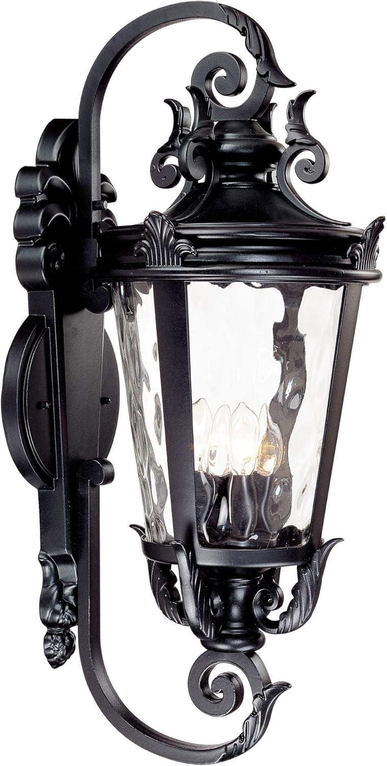 John Timberland Casa Marseille Vintage Rustic Outdoor Wall Light Fixture Textured Black Scroll 31" Clear Hammered Glass for Post Exterior Barn Deck