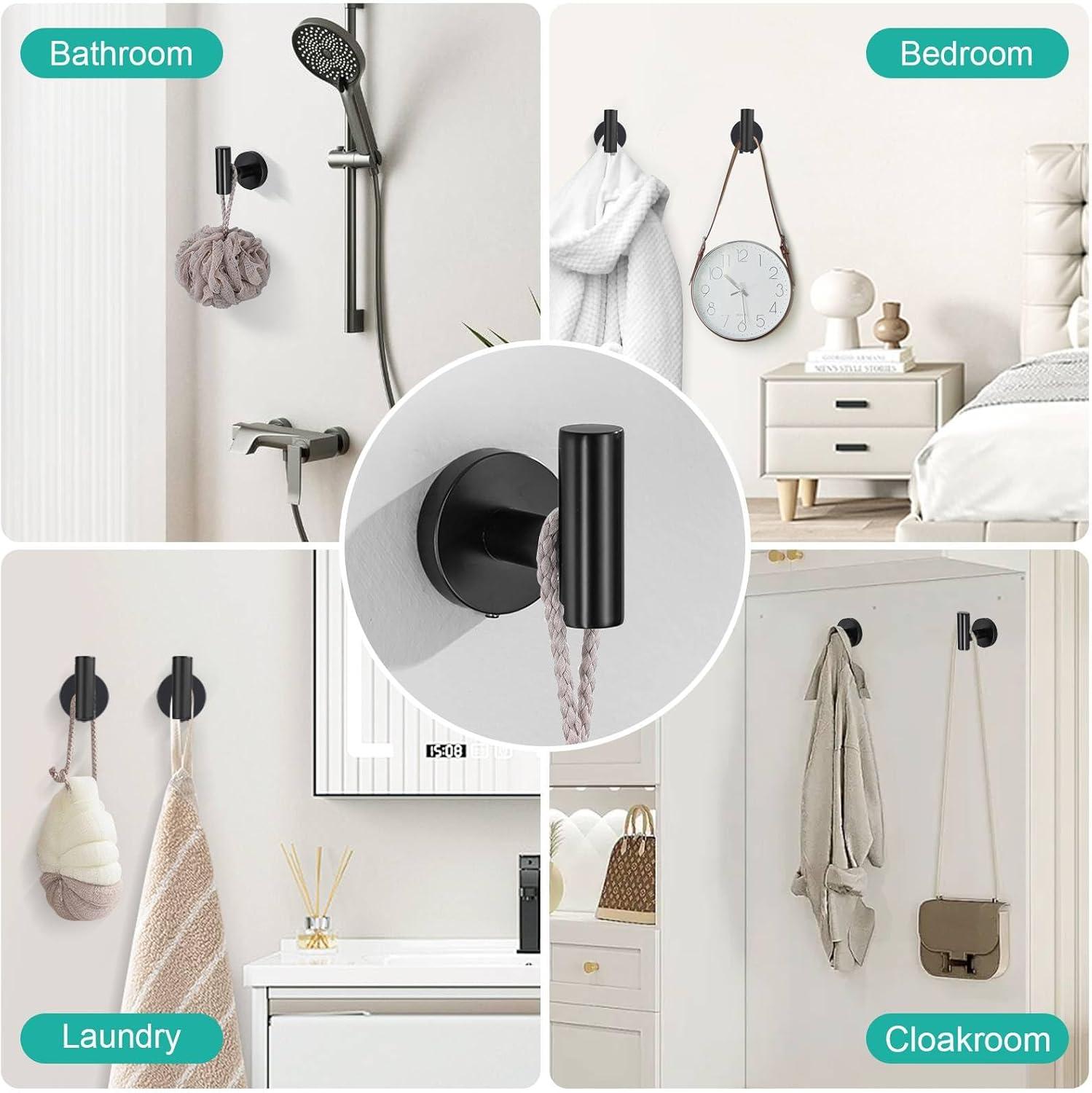 Matte Black 6-Piece Stainless Steel Bathroom Hardware Set