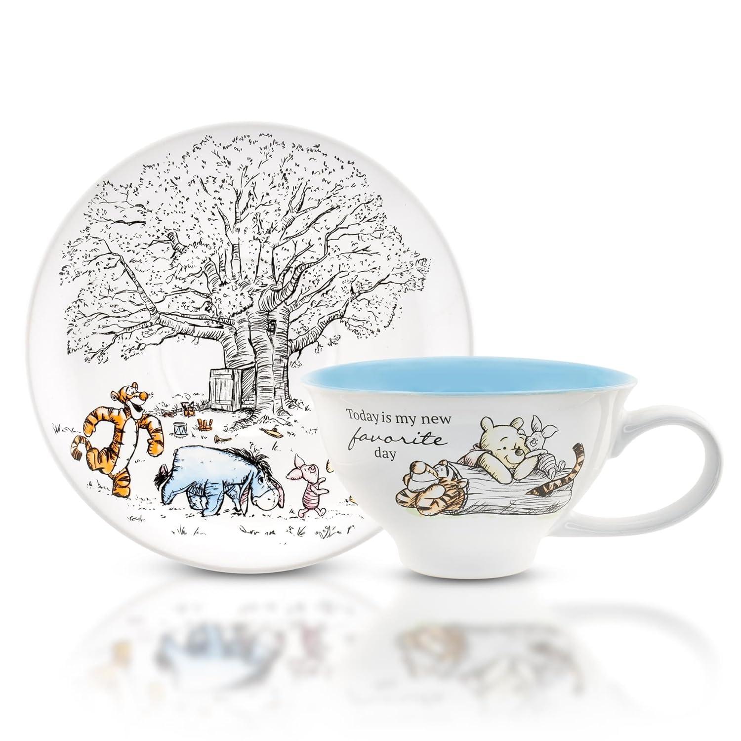 Silver Buffalo Disney Winnie The Pooh And Friends Ceramic Teacup and Saucer Set