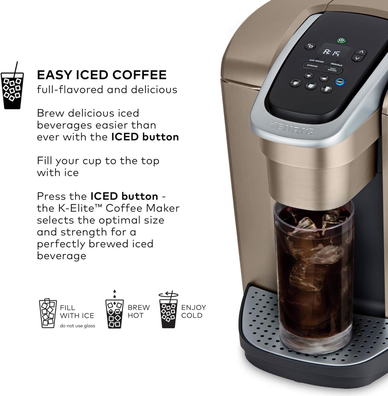 Keurig K-Elite Single-Serve K-Cup Pod Coffee Maker with Iced Coffee Setting and Strength Control