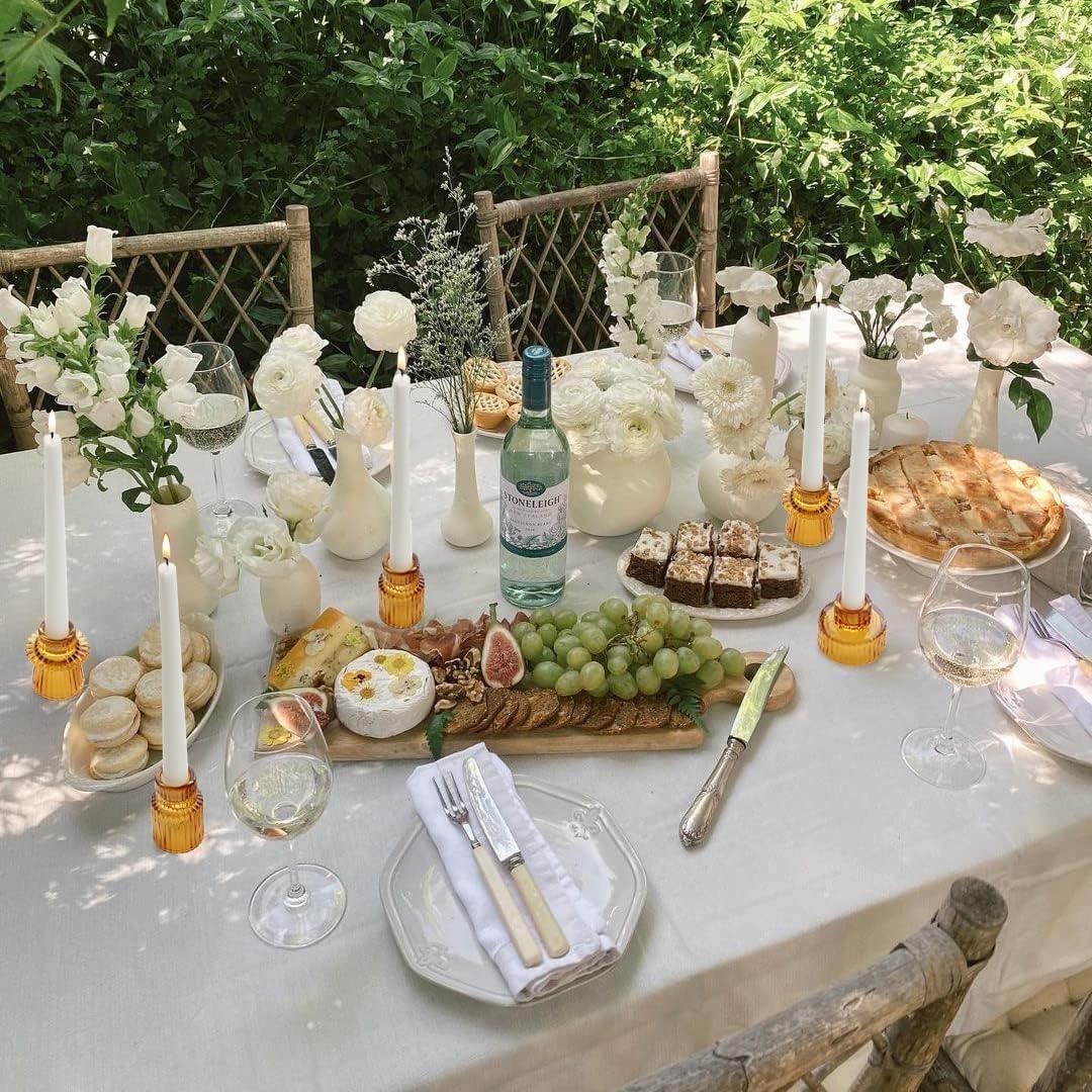 Candlestick Holder Set Of3 Glass Candle Holders for Taper,Pillar,Tealight Candle Amber