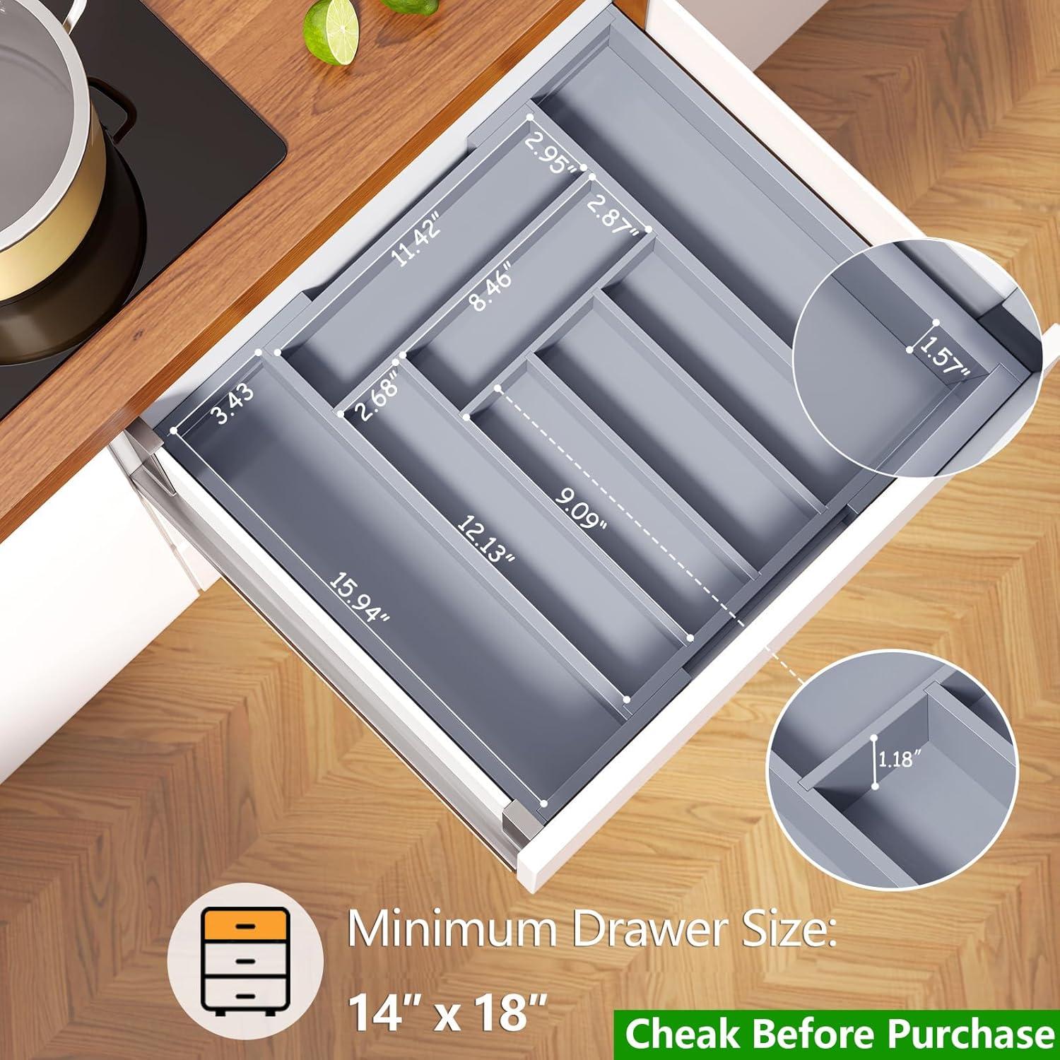 Prep & Savour Bamboo Expandable Drawer Organizer For Utensils Holder, Adjustable Cutlery Tray, Wood Drawer Dividers Organizer For Silverware, Flatware, Knives In Kitchen, Bedroom, Living Room | Wayfair