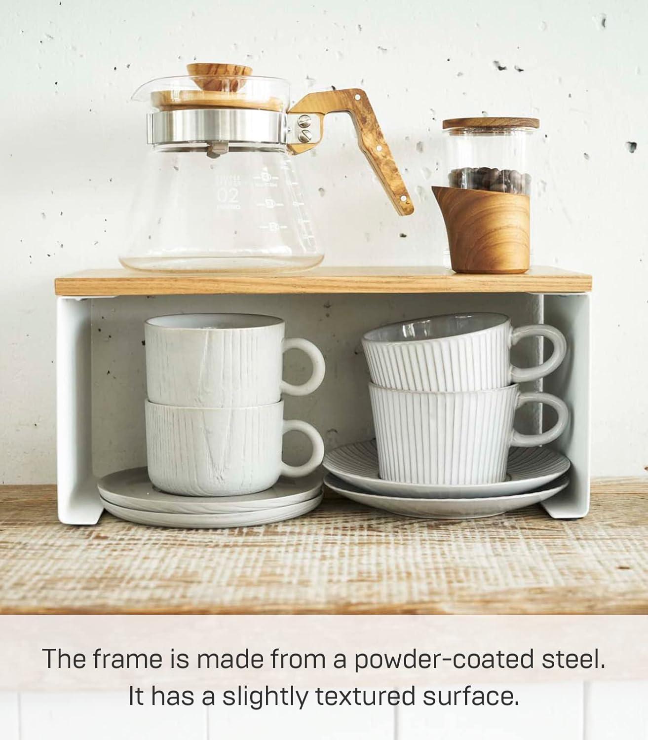 Yamazaki Tosca Small White Wood-Top Stackable Kitchen Rack