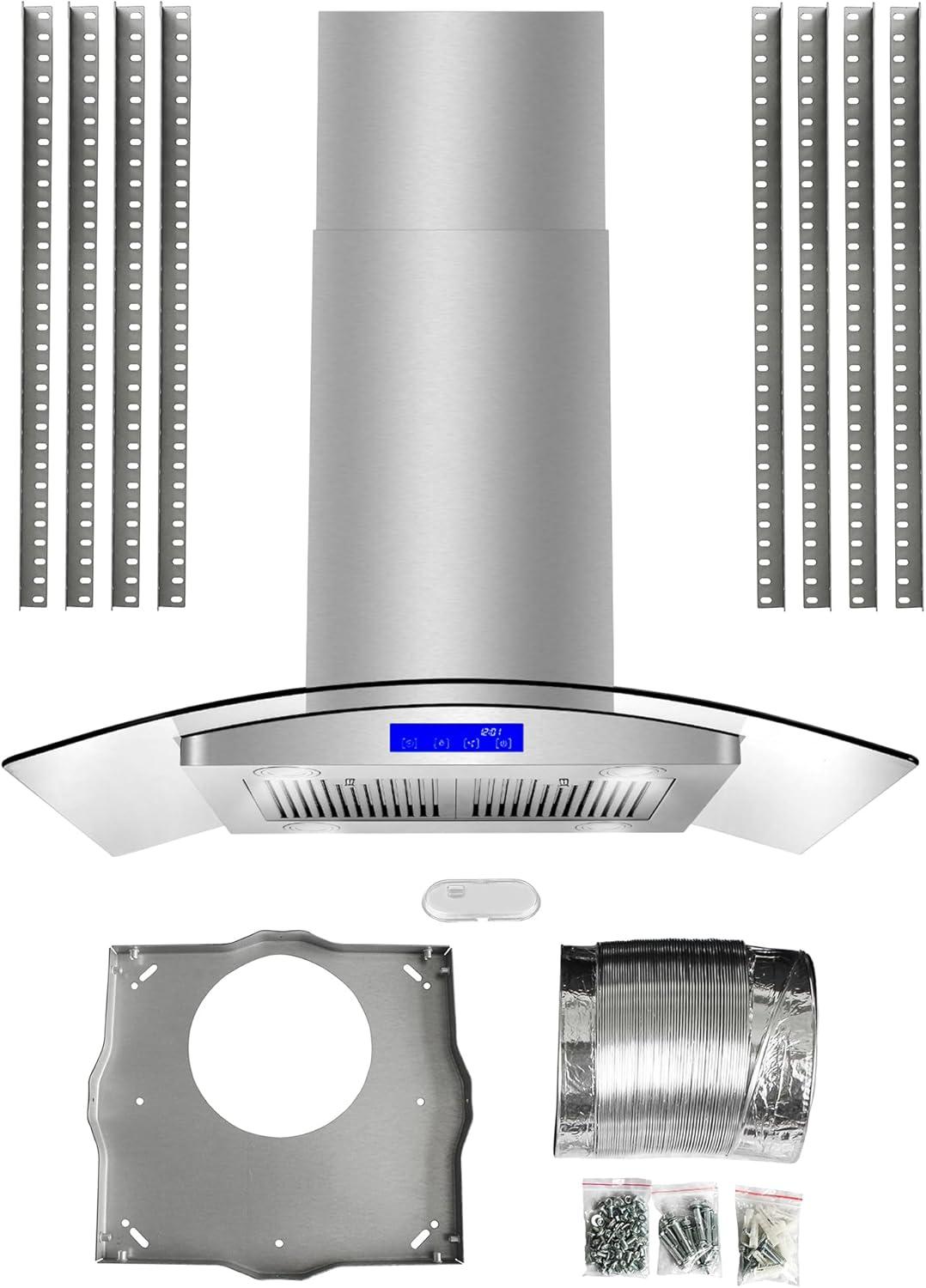 Cosmo COS-668ICS900 36 Inch Island Range Hood w/ Touch Controls, Stainless Steel