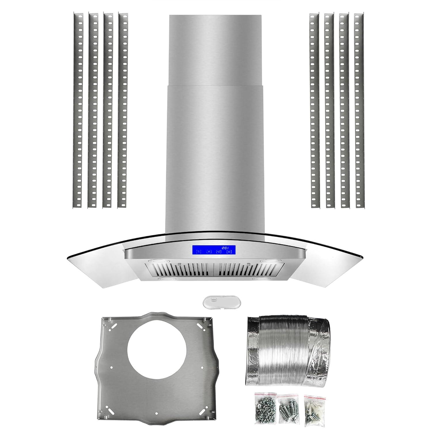 Cosmo COS-668ICS900 36 Inch Island Range Hood w/ Touch Controls, Stainless Steel