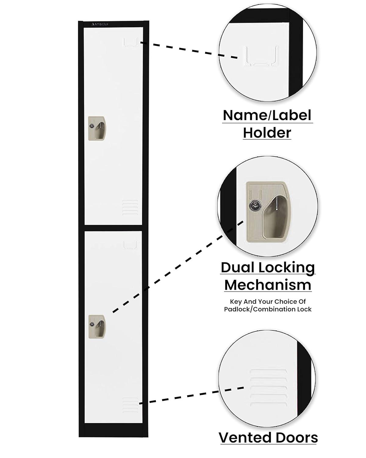 AdirOffice 12'' Wide Steel 2-Tier School and Gym Locker