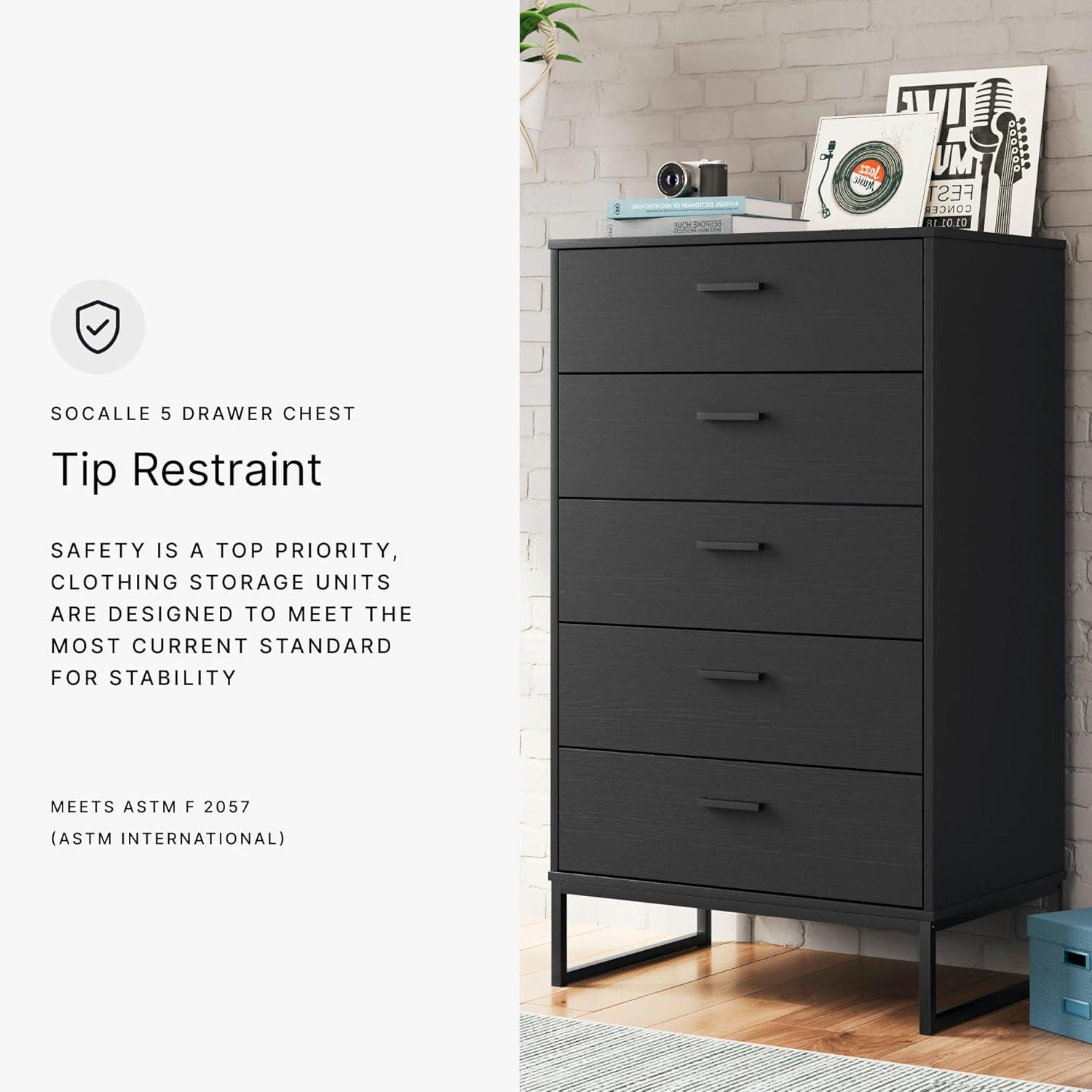 Signature Design by Ashley Socalle 5 Drawer Dresser, Black