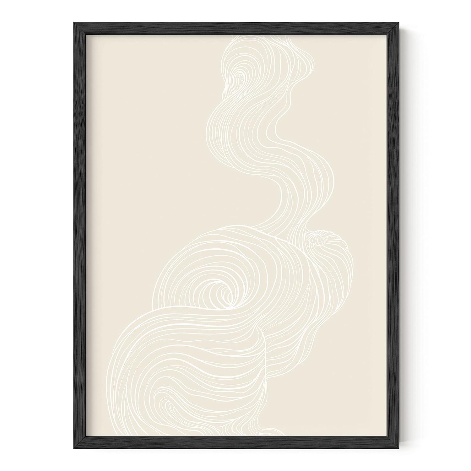 Abstract Wall Art Line Art Wall Decor - by Haus and Hues | Minimalist Wall Art Modern Wall Decor Modern Wall Art Minimalist Art Scandinavian Decor Abstract Smoke with Tan Background UNFRAMED 12x16