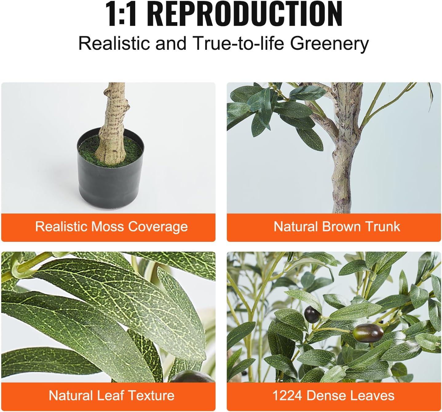 6 ft. Artificial Olive Tree Secure PE Material and Anti-Tip Tilt Protection Low-Maintenance Plant