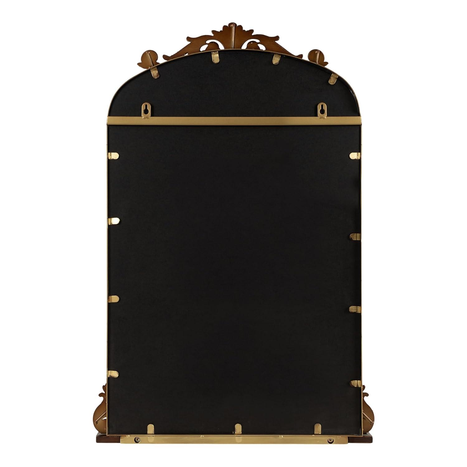Kate & Laurel All Things Decor 21"x32" Arendahl Traditional Arch Mirror with Shelf Bronze: Elegant Wall-Mounted Metal Frame