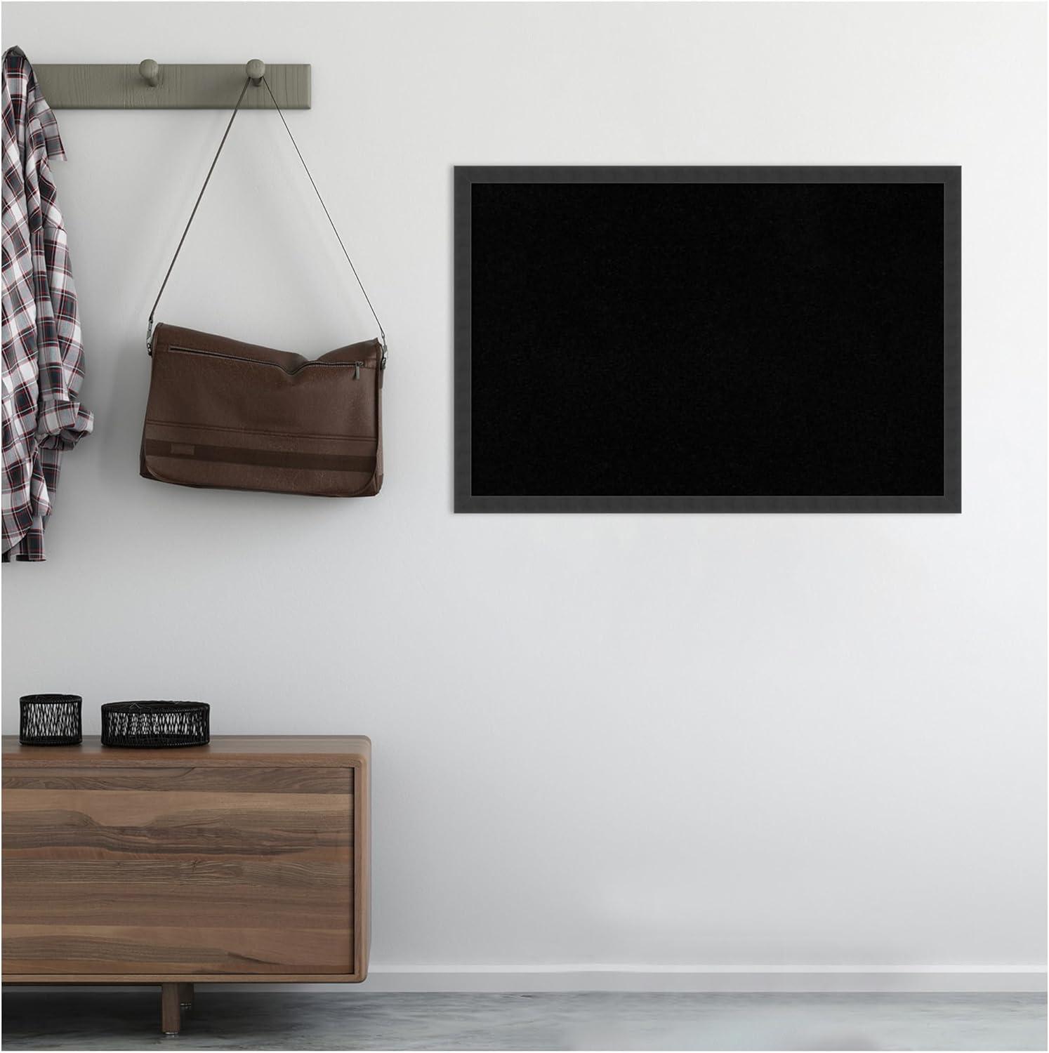 Mezzanotte Black Wood 38" x 26" Framed Cork Board