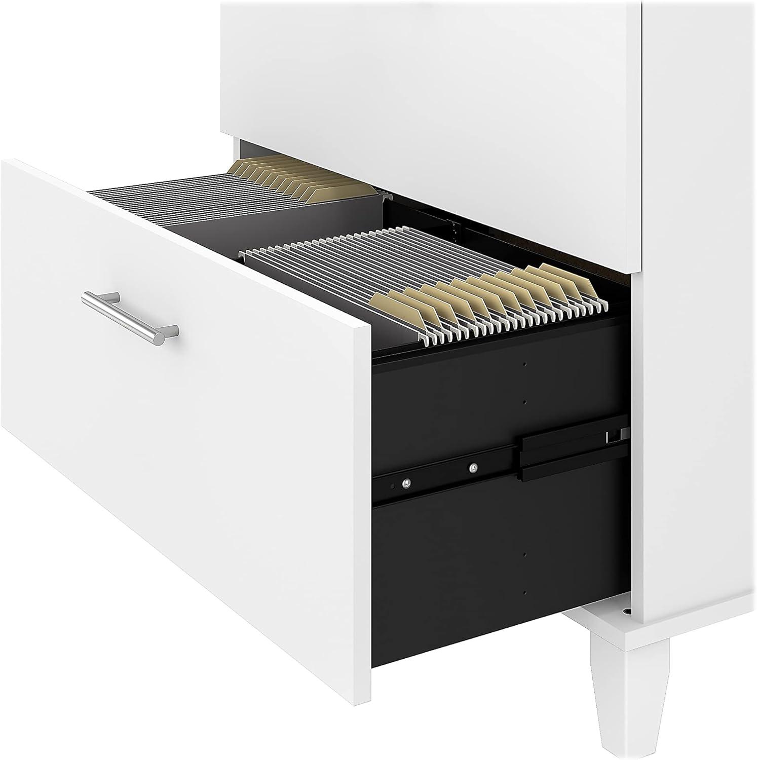 Bush Furniture Somerset Lateral File Cabinet, 2 Drawer, White