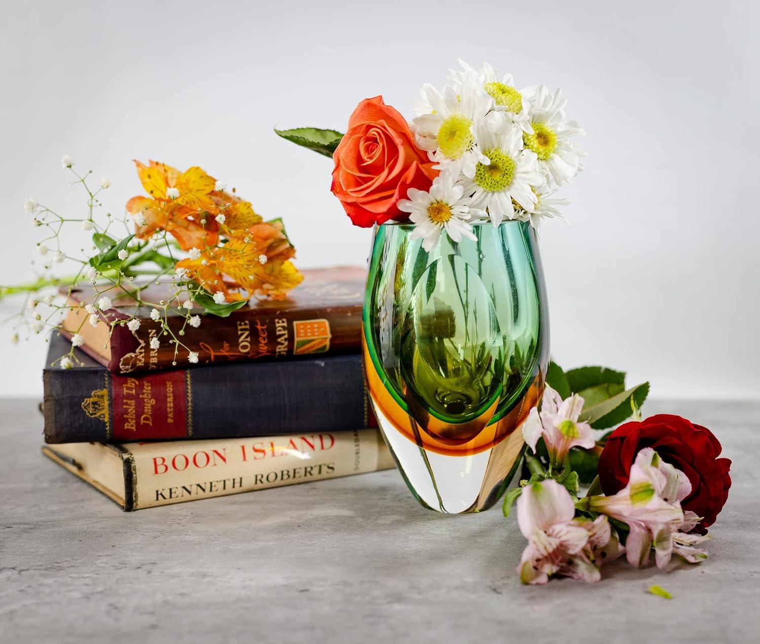 Badash Astra Green Handcrafted Art Glass Vase QGM23774