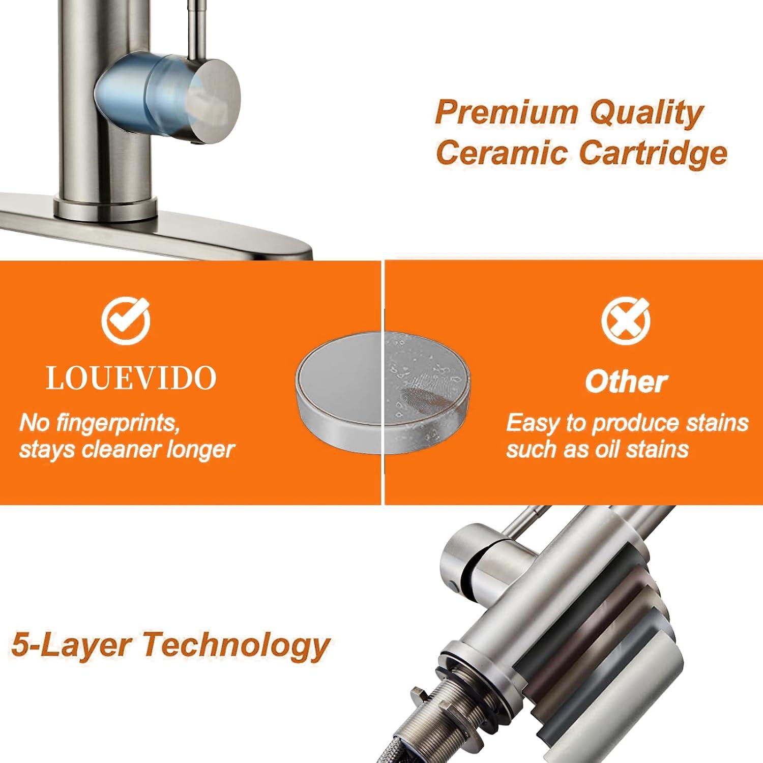 GAGALIFE Single Handle Pull Down Sprayer Kitchen Faucet High Arc Stainless Steel Faucet with 3-Function Sprayer JJL-CL-PT-SDP-C