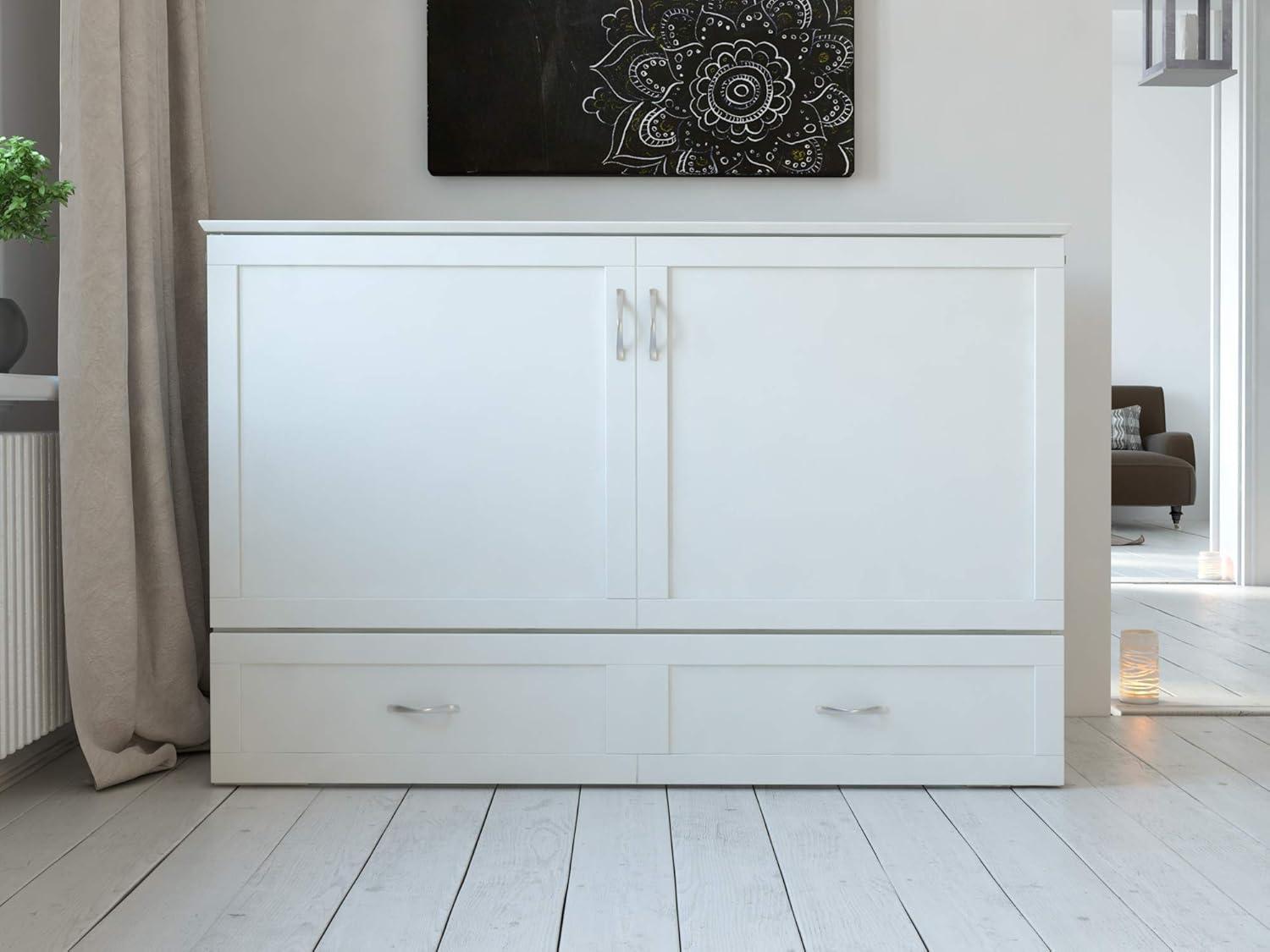 Hamilton Murphy Bed Chest Queen White with Charging Station