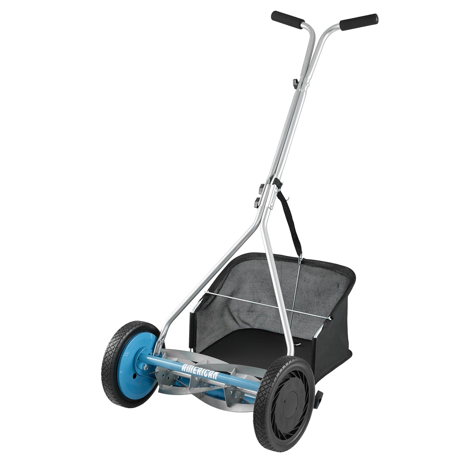 16 in. 5-Blade Manual Walk Behind Reel Lawn Mower, Grass Catcher Included