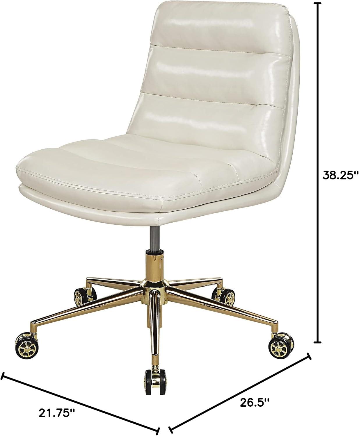 Legacy Office Chair in Cream Faux Leather with Gold Base