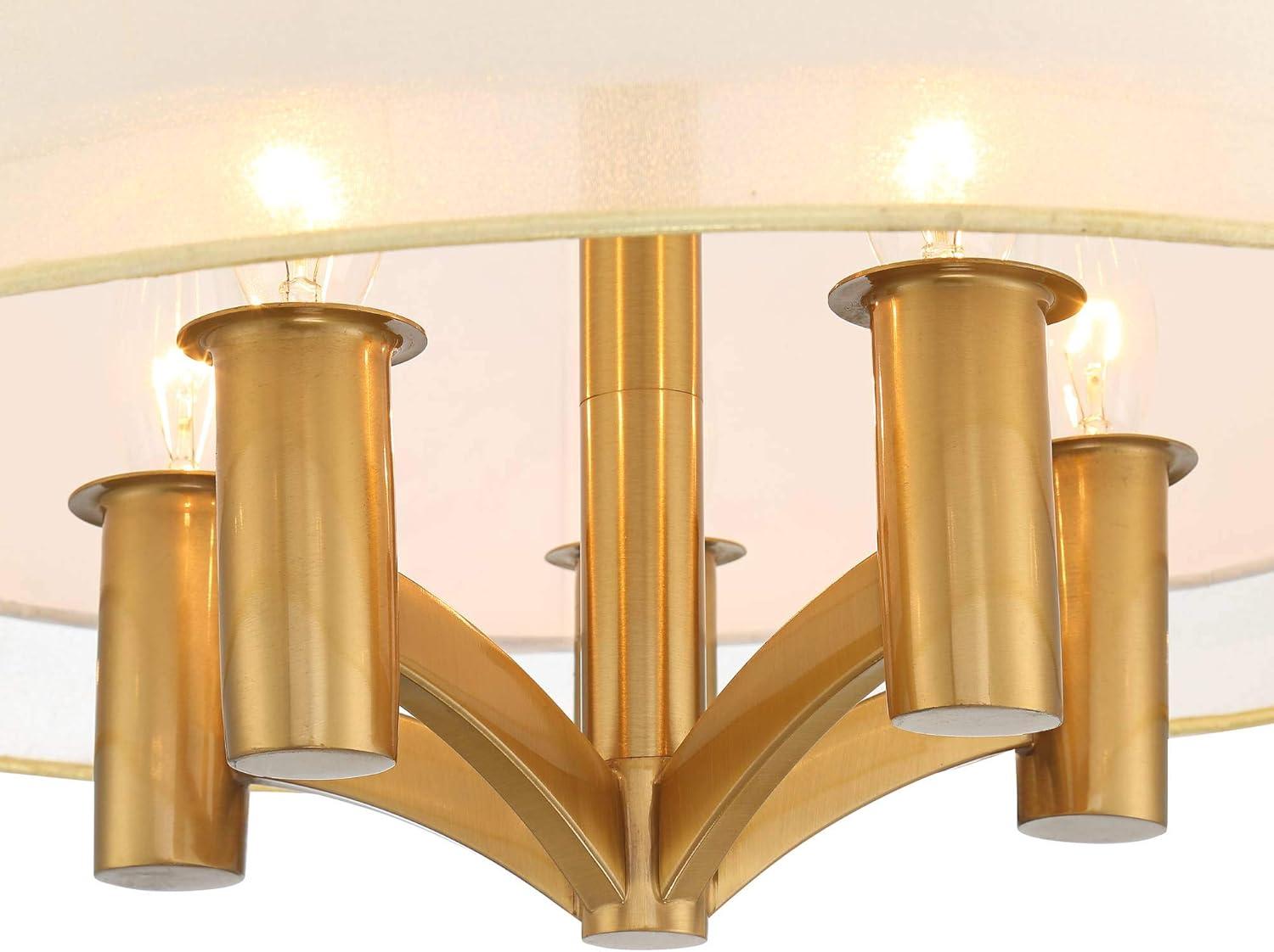 Possini Euro Design Caliari Modern Ceiling Light Semi Flush Mount Fixture 18" Wide Warm Brass Double Drum Shade for Bedroom Kitchen Hallway Bathroom