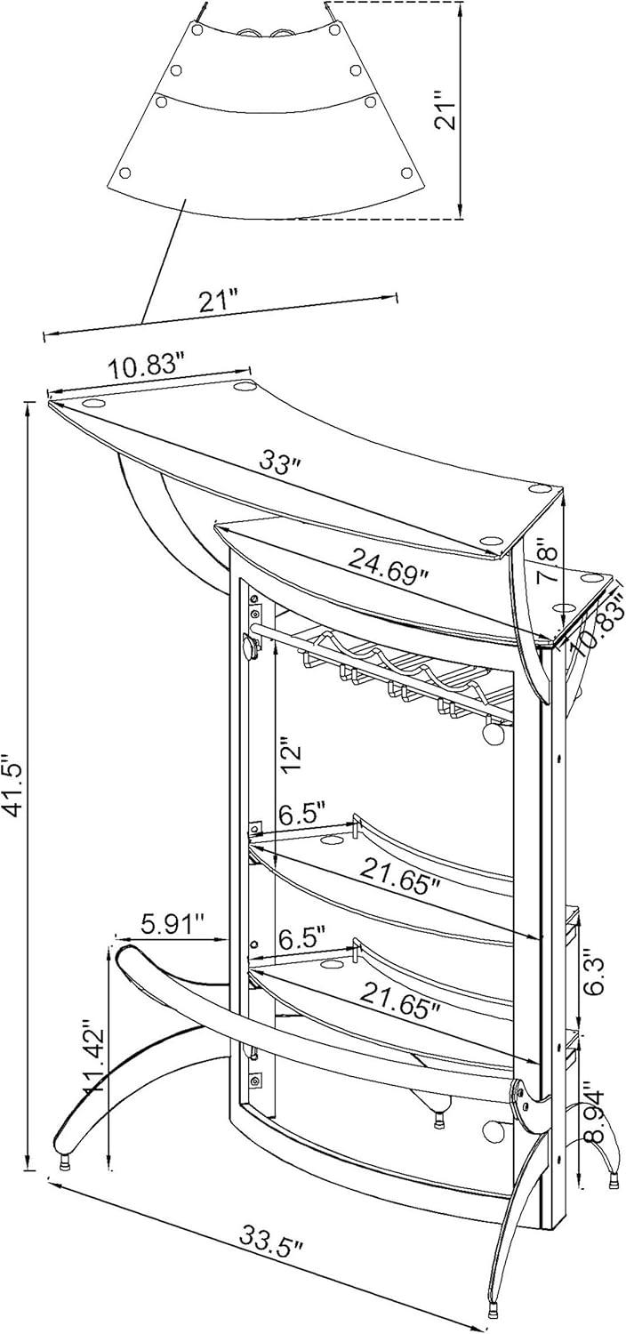 Silver and Frosted Glass Contemporary Bar Unit