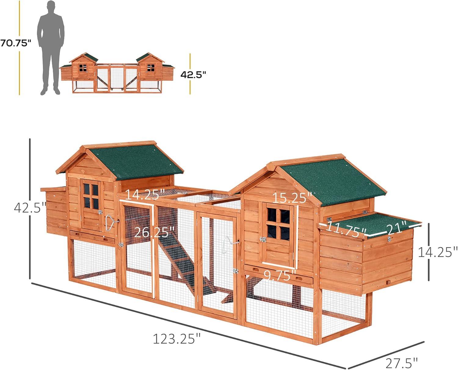 Large Dual Wooden Chicken Coop with Nesting Boxes and Ramps