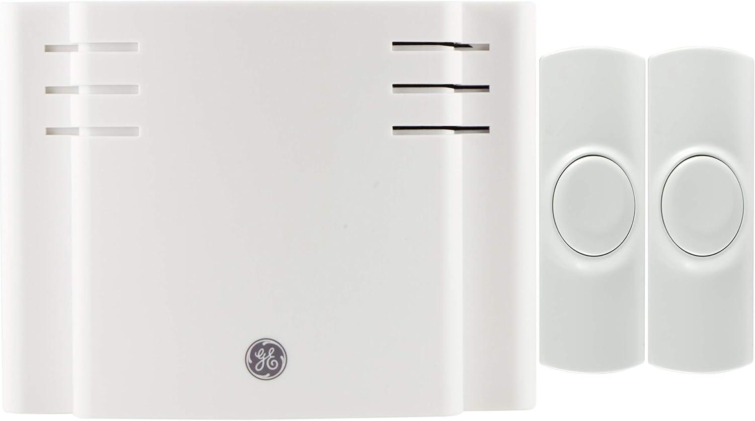 GE Wireless Doorbell Kit, 8 Chime Melodies, 1 Receiver, 2 Push Buttons, Battery-Operated, 19297