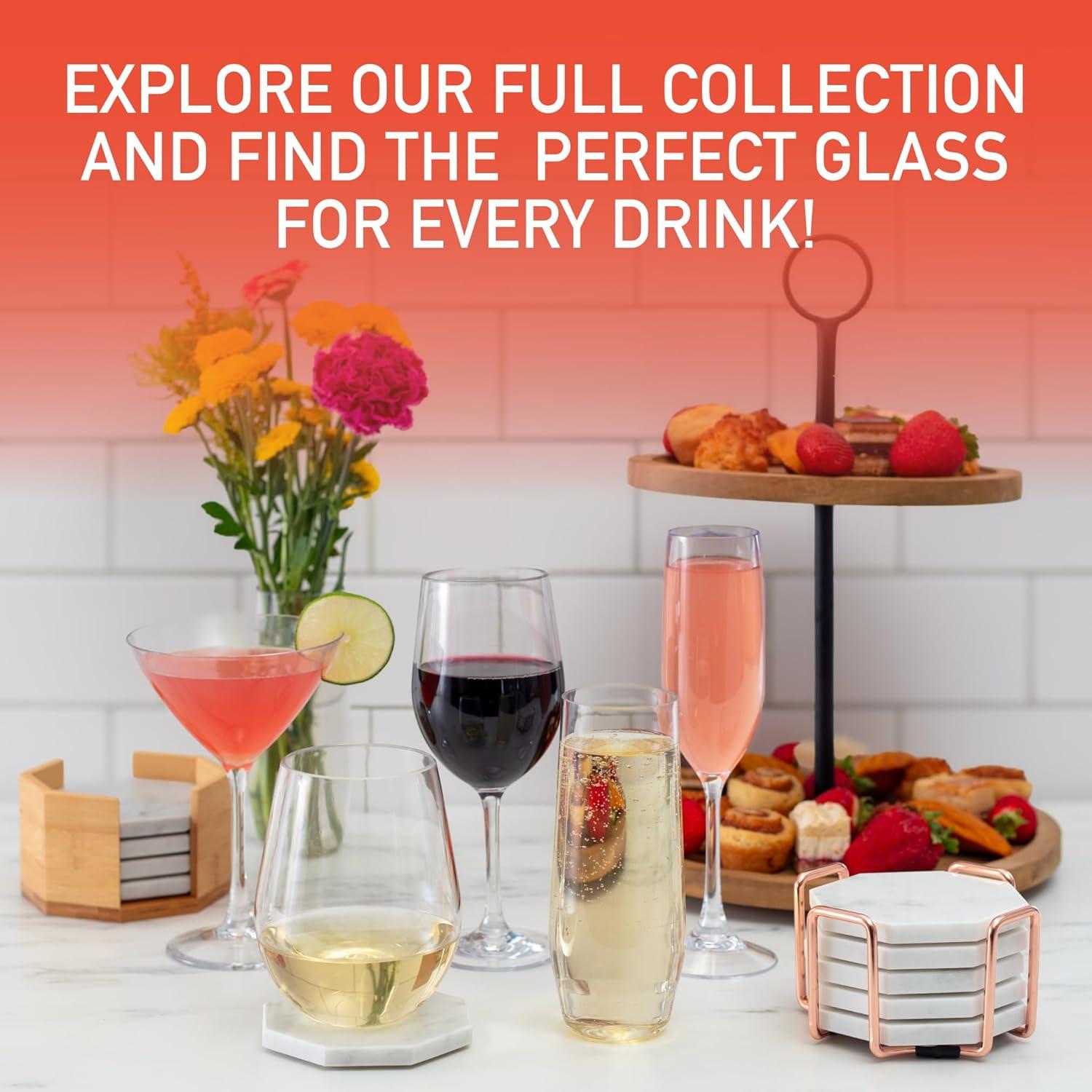 D'Eco Unbreakable Martini Glasses (4pk, 9 oz Tritan Glassware) Reusable Glasses- Great for Galentine's Day - Valentine's Day Gift Idea