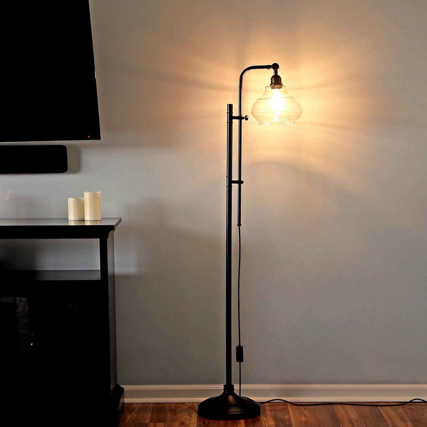 Brightech Austin Adjustable Height LED Floor Lamp with Teardrop Shade - Black