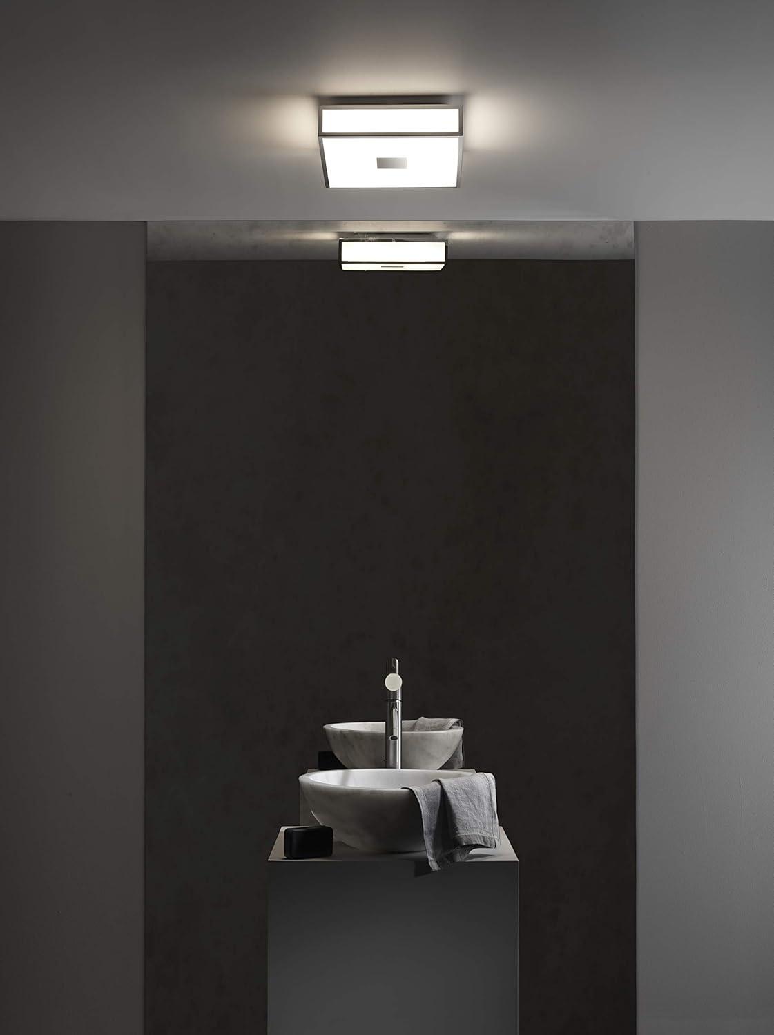 Elegant Square Polished Chrome Ceiling Light with Frosted Glass