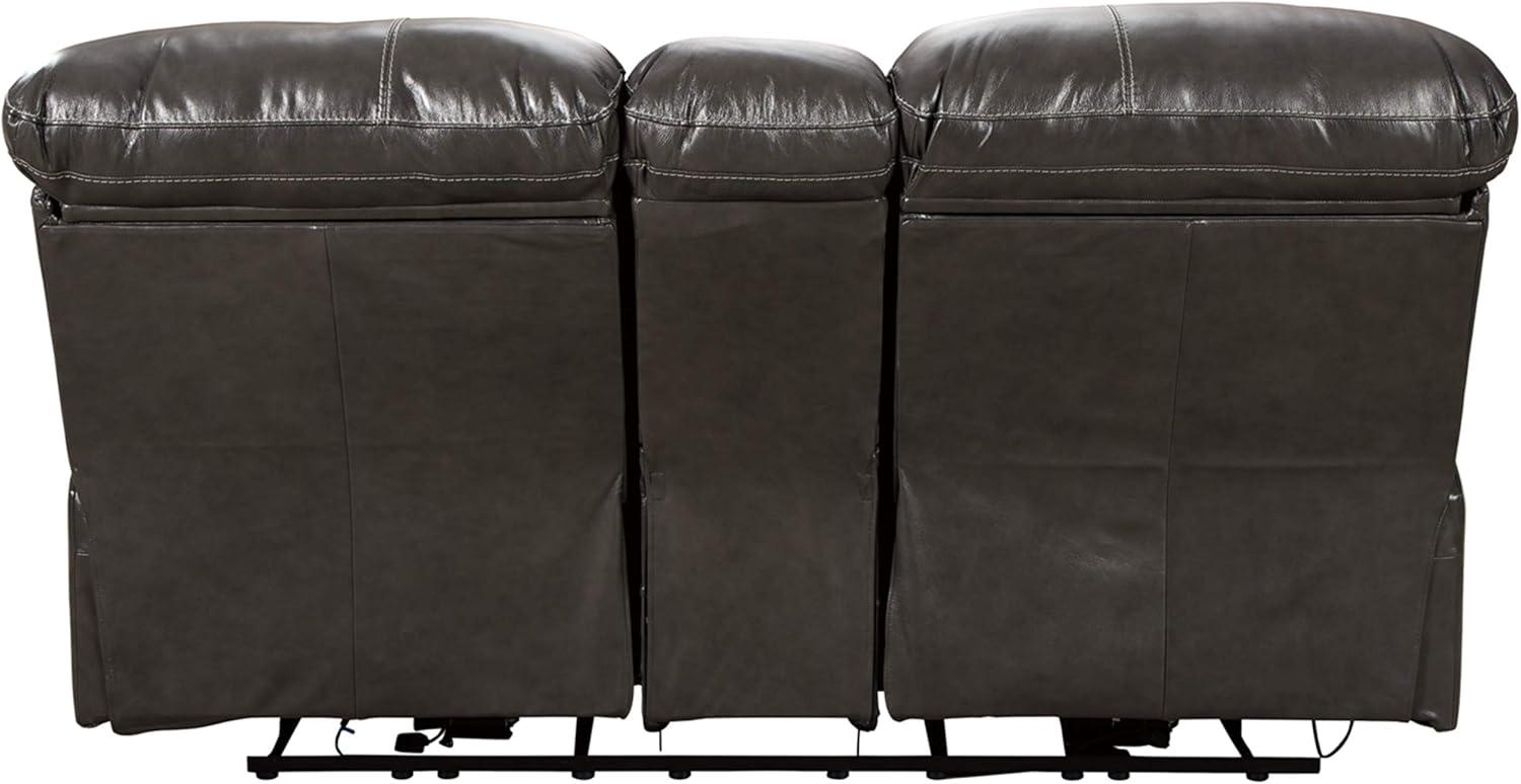 Ashley Furniture Hallstrung Leather Power Reclining Loveseat in Gray