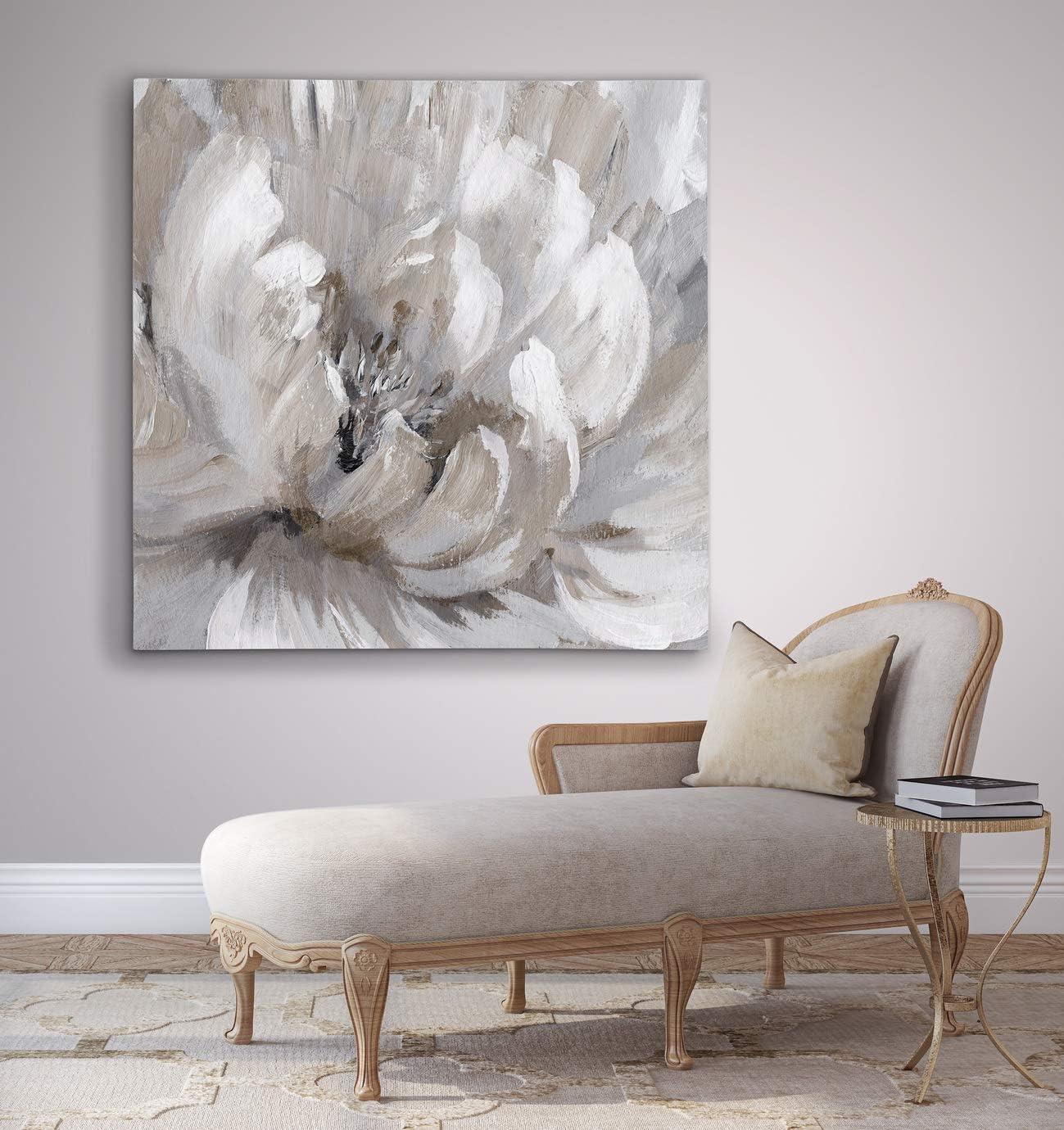 Burst of Spring Beige and White Canvas Wall Art, 32x32