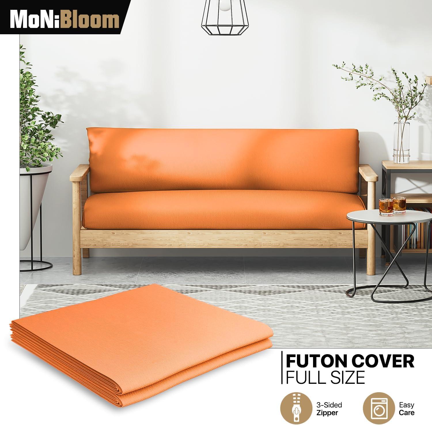 MoNiBloom Solid Futon Cover Slipcover Fit 6"- 8" Futon Mattresses Cinnamon, Full Size 54x75 Inch