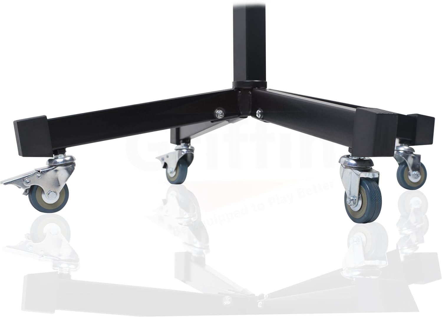 Black Adjustable Steel DJ Mixer Stand with Casters