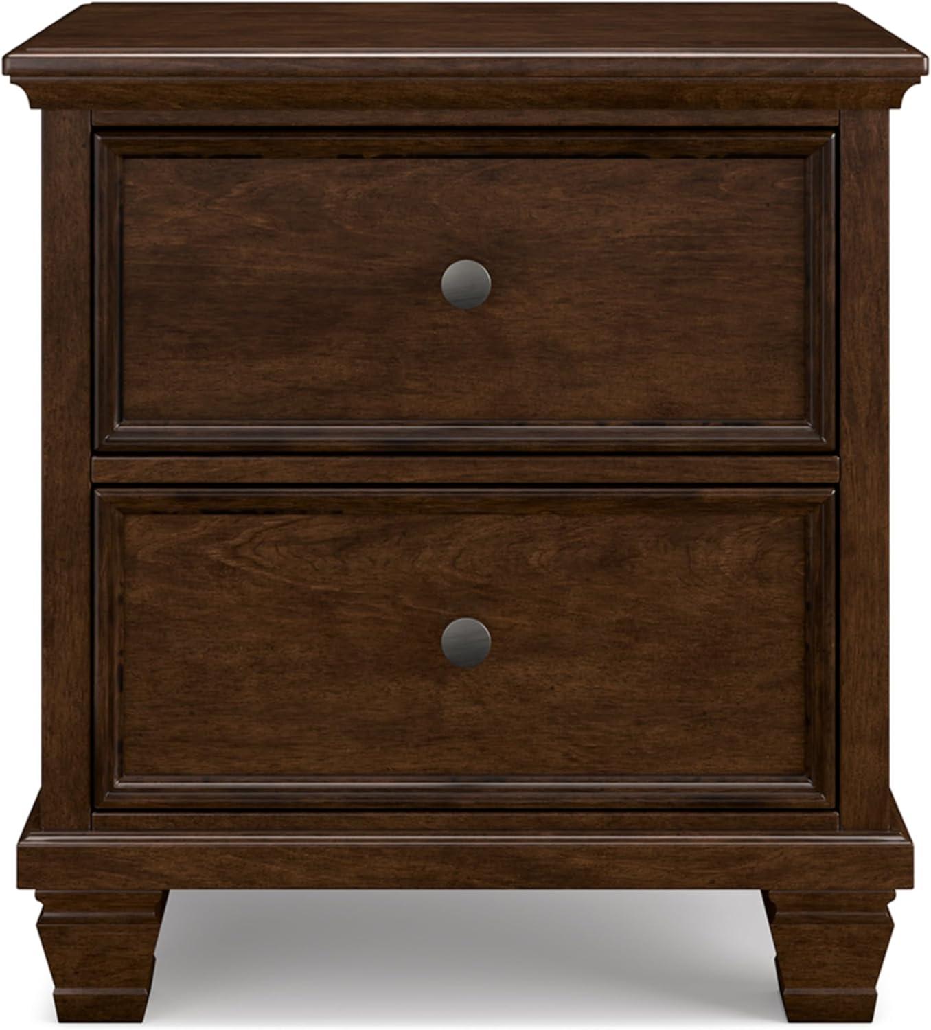 Black Hardwood 2-Drawer Nightstand with Satin Nickel Knobs