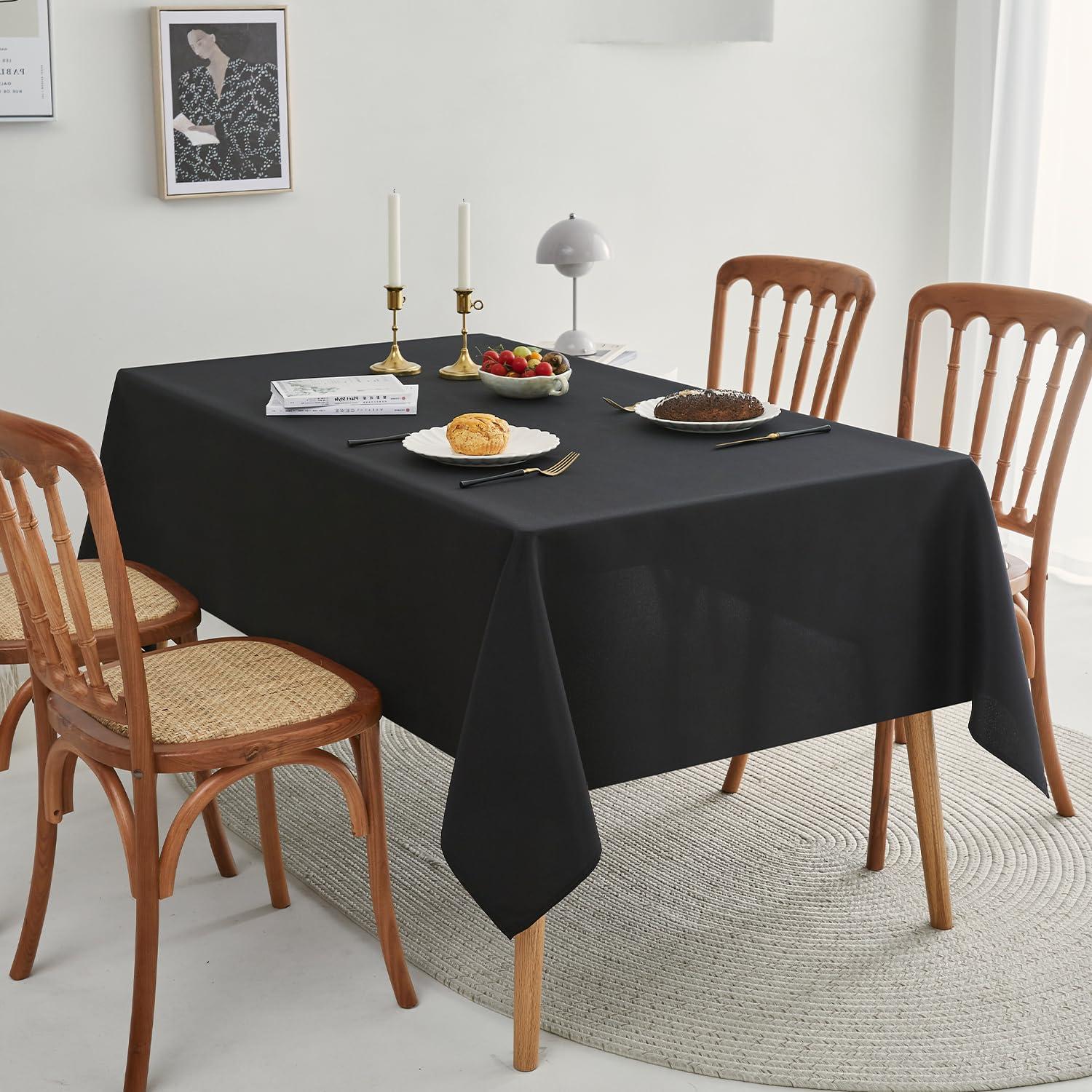 2 Pack Burgundy Tablecloth Rectangular - 60x120 Inch - Linen Textured Table Cloth Wrinkle Free Washable Decorative Fabric Table Cover for Buffet Banquet Parties Event Holiday Dinner