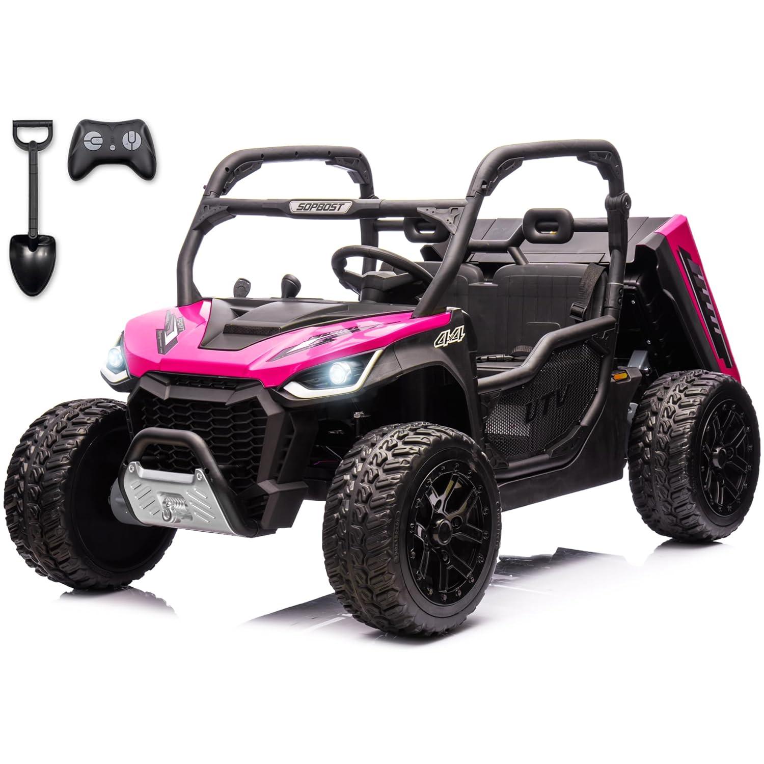 DreamDwell Home 4 Wheels 24V Ride on Dump Truck Toys 2 Seater Kids Ride On UTV Car with Remote Control,Electric Dump Bed