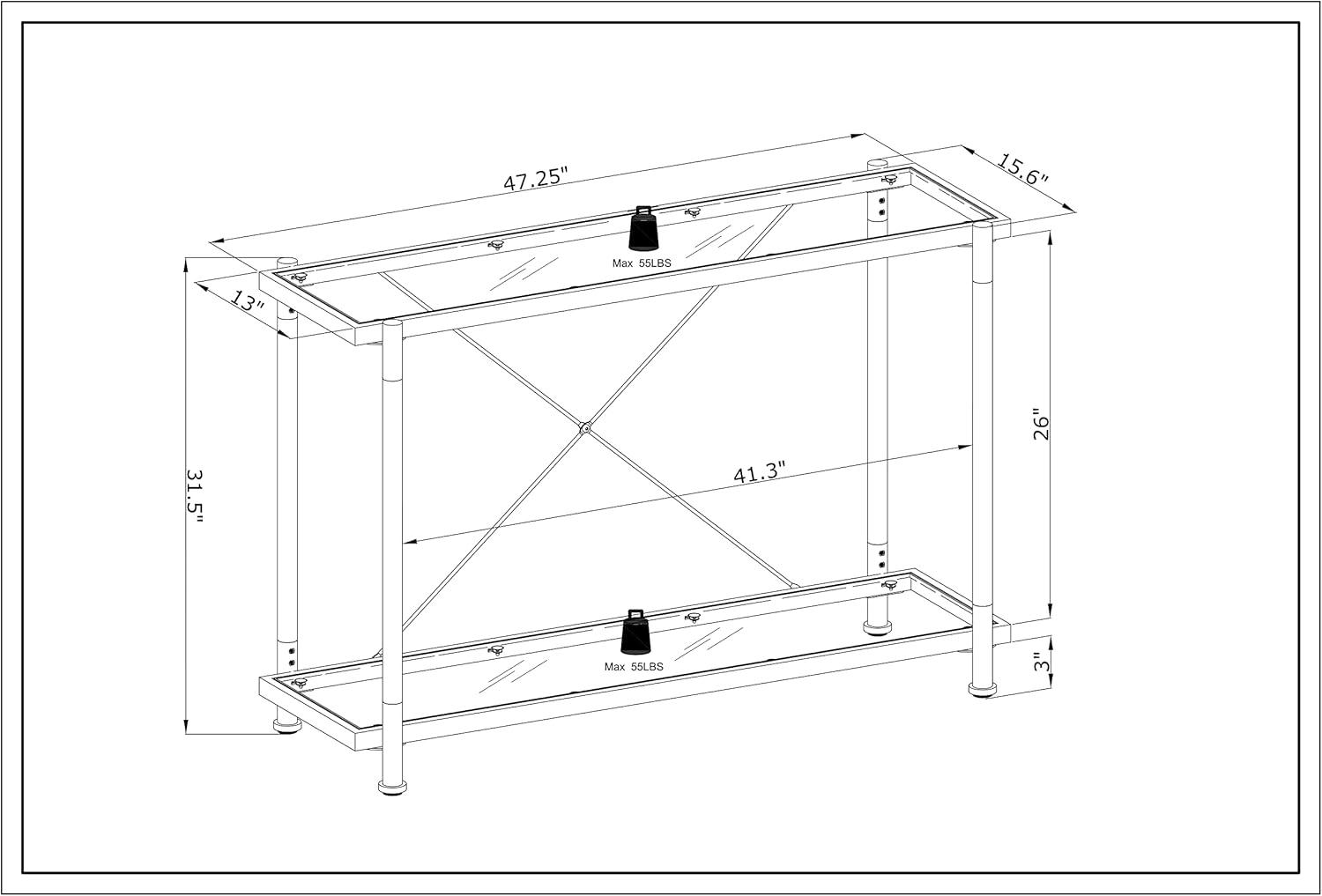 Glavbiku 43.31" Golden Glass Console Table, Acrylic Side Table,Sofa Table for Living Roome,Bedroom,Gold