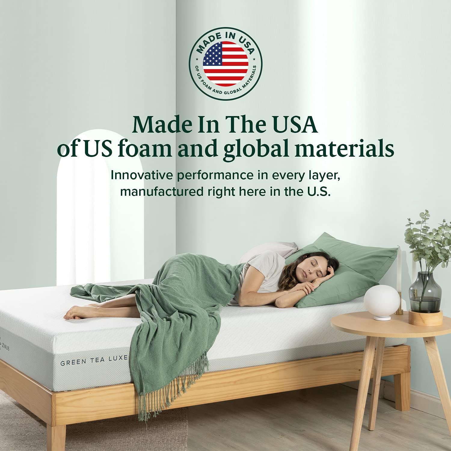 ZINUS 12 Inch Green Tea Luxe Memory Foam Mattress, Full, Pressure Relieving, CertiPUR-US Certified, Mattress in A Box, All-New, Made in USA