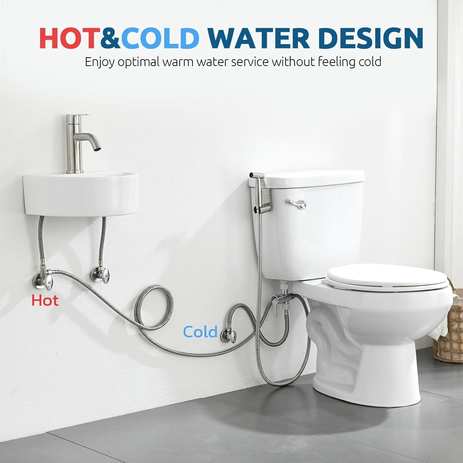 Handheld Bidet Sprayer - Hot & Cold Water, Adjustable Pressure, Muslim Shower Bidet for Feminine Wash