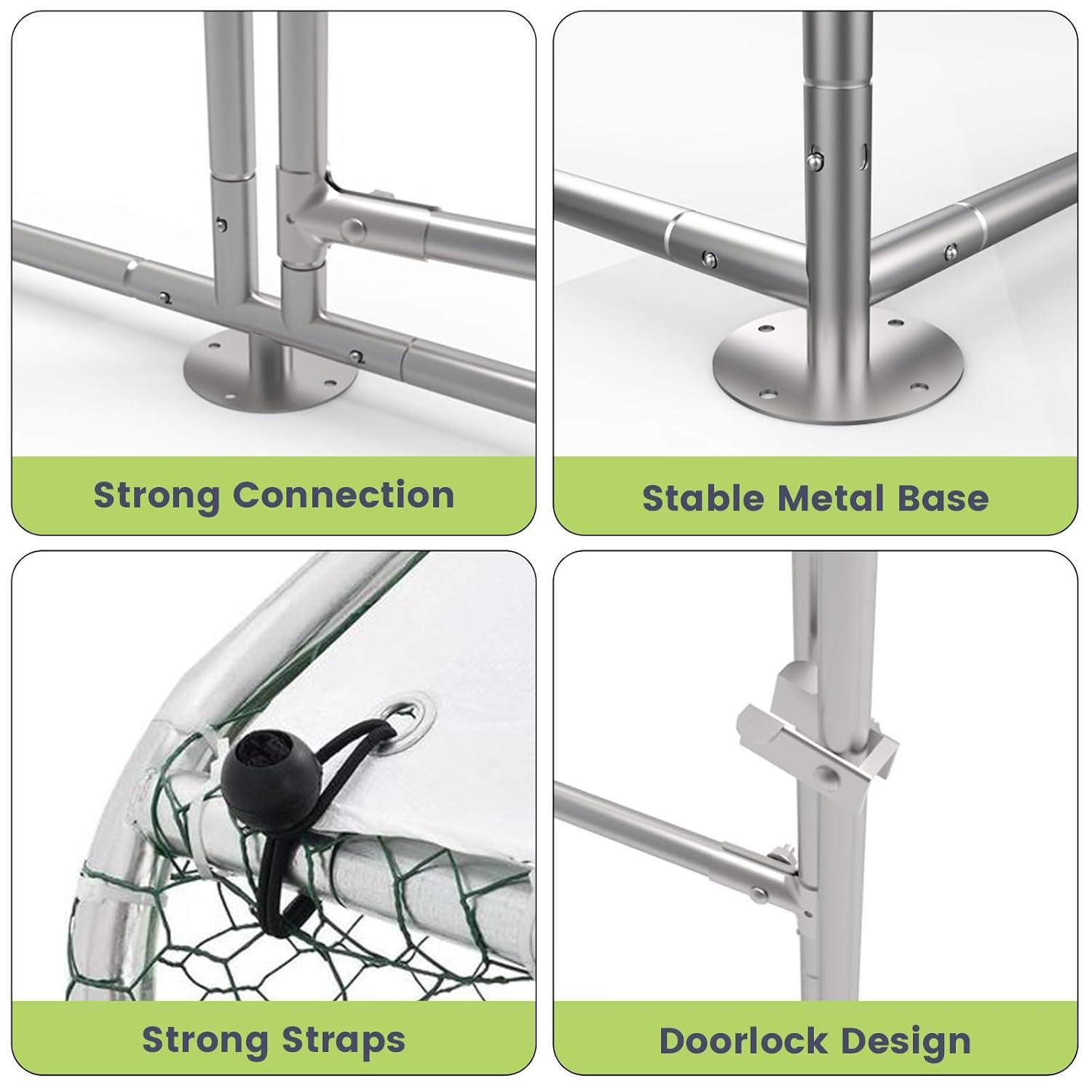 Large Galvanized Steel Chicken Coop with Waterproof Cover