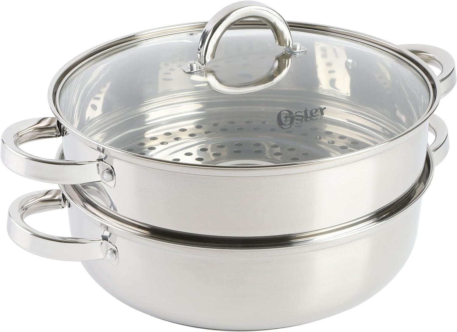 Oster 11-Inch Stainless Steel Pan with Steamer and Lid