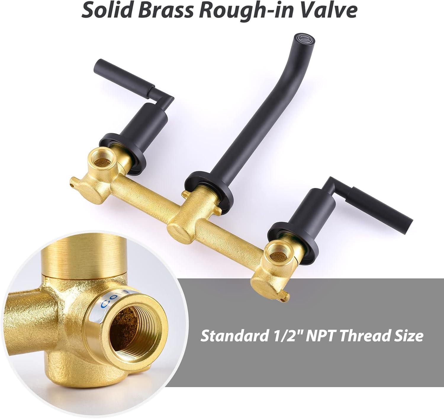 10.08" Widespread Bathroom Faucet 3 Hole, 2-handle Bathroom Sink Faucet with Drain Assembly