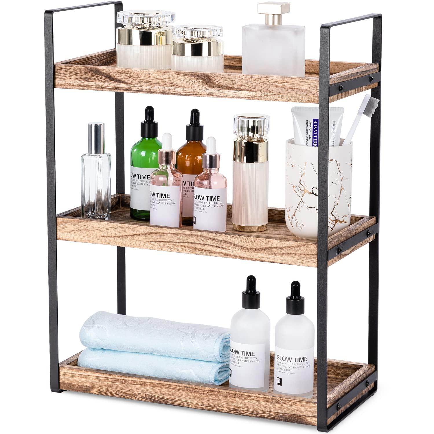 3-Tier Countertop Organizer for Counter Stylish Wood Vanity Shelf Storage - The Perfect Addition to Your Bathroom Decor