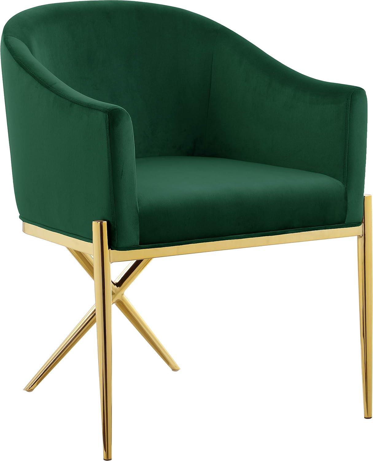 Meridian Furniture Xavier Modern 19.5"H Velvet Dining Chair in Green