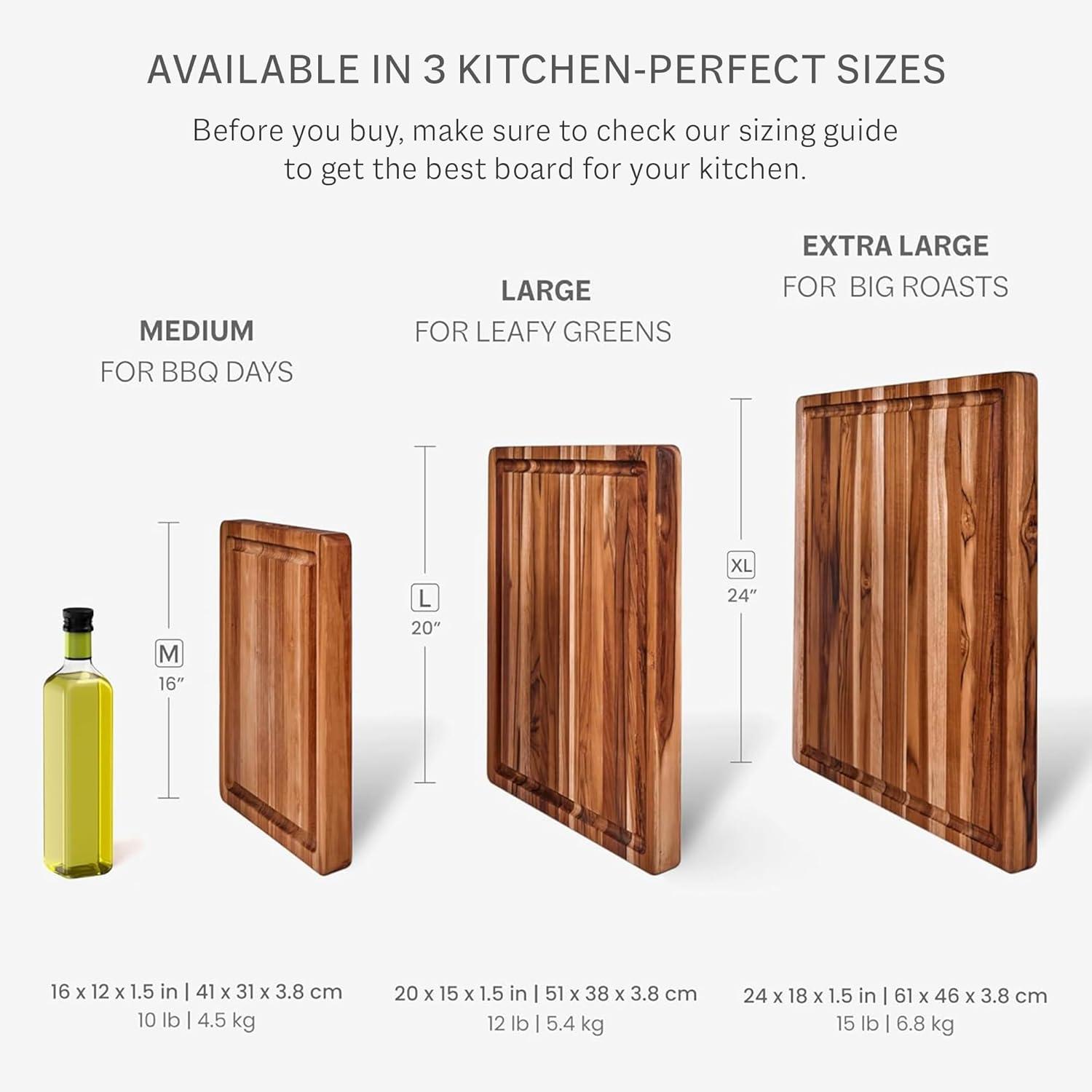 Teak Edge Grain Extra Large Cutting Board with Juice Groove