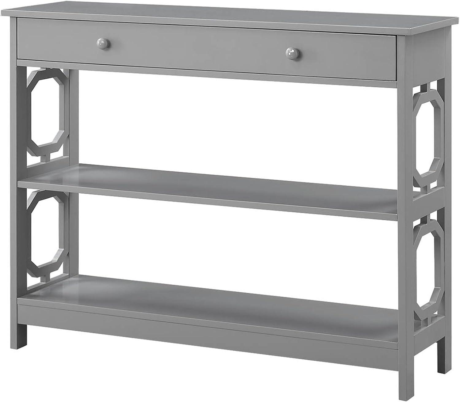 Gray Wood 40" Console Table with Storage Drawer