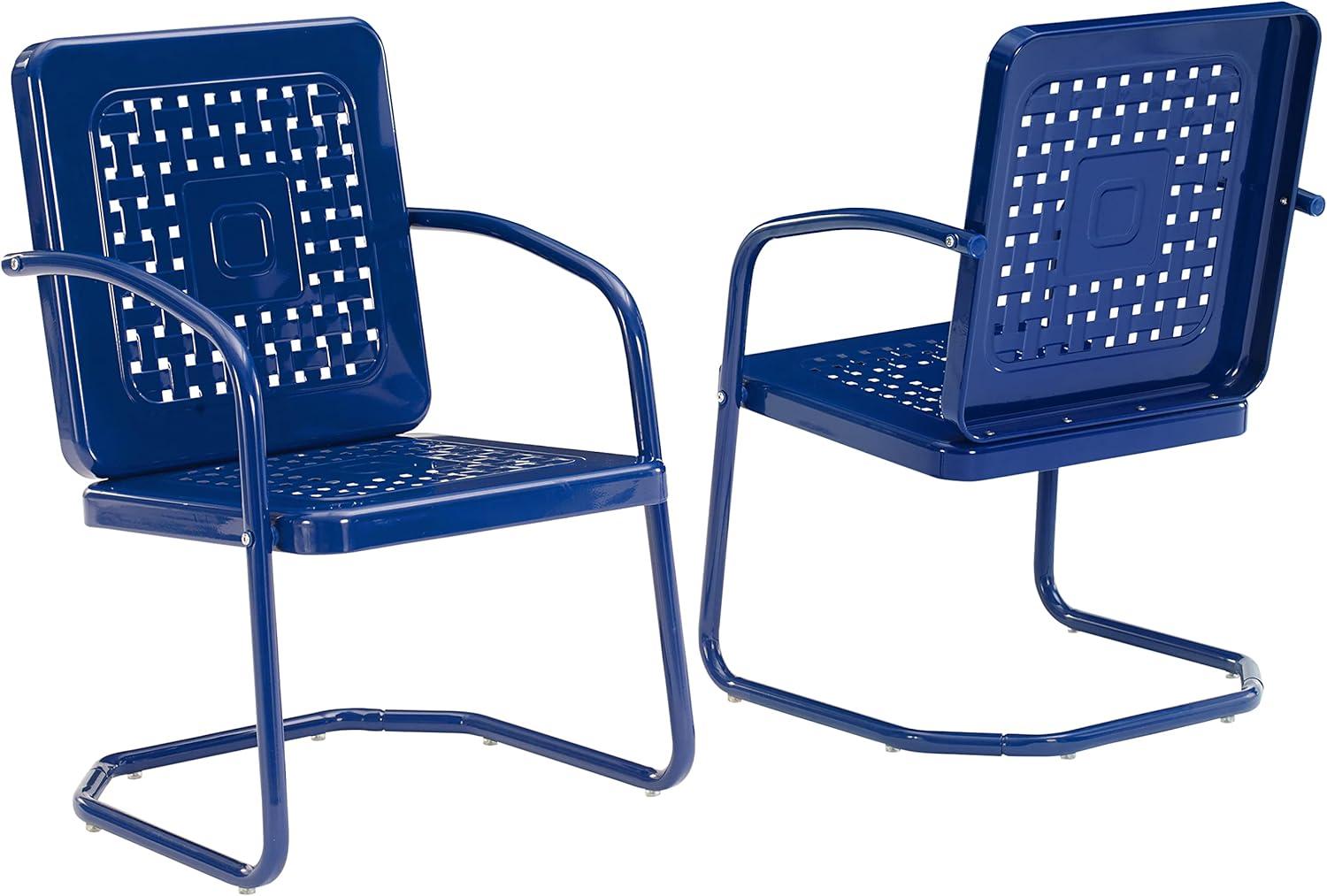 Bates 2pk Outdoor Metal Chairs - Navy - Crosley