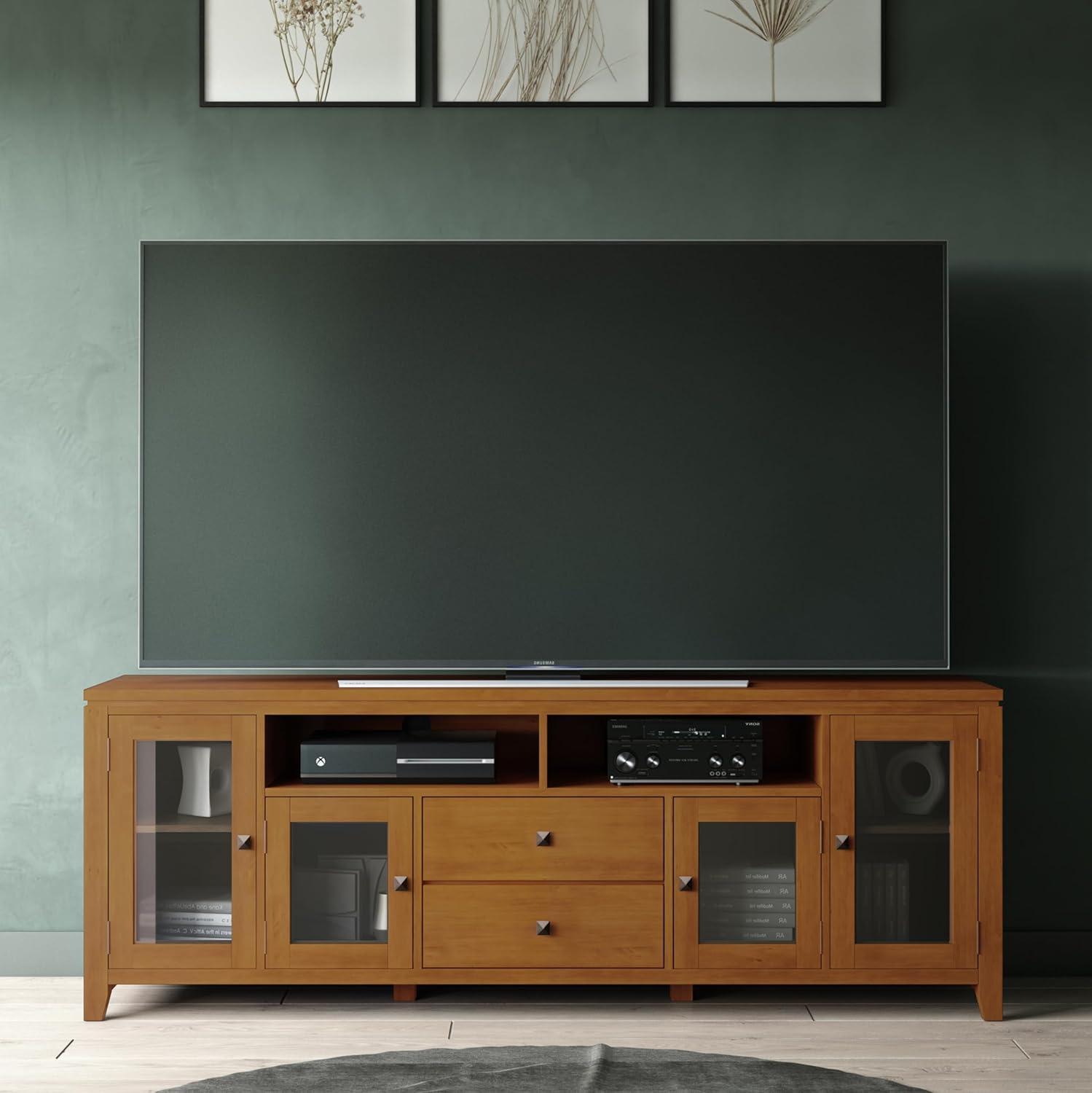 Simpli Home Cosmopolitan SOLID WOOD 72 inch Wide TV Media Stand For TVs up to 80 inches